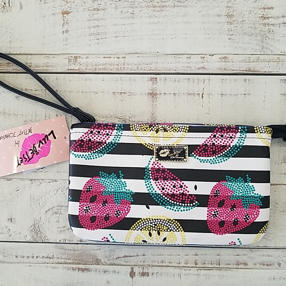 NWT Betsey Johnson fruit double pouch wristlet - Picture 1 of 3